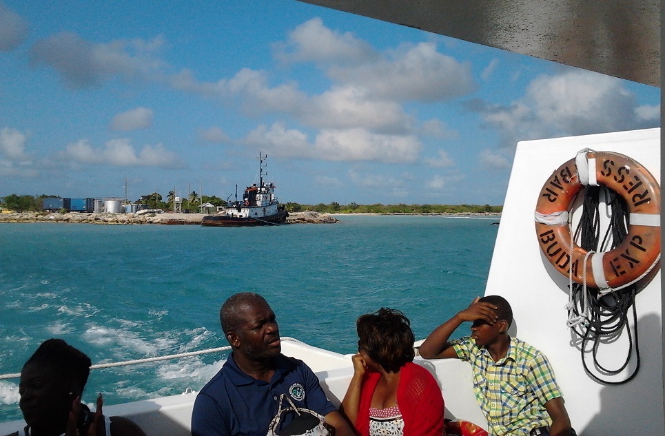 on the ferry going to Antigua